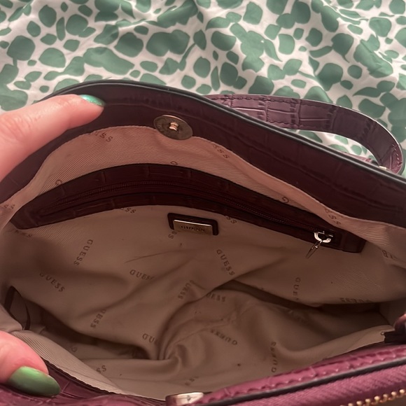 Guess Burgundy Crocodile Crossbody Satchel - Picture 6 of 12